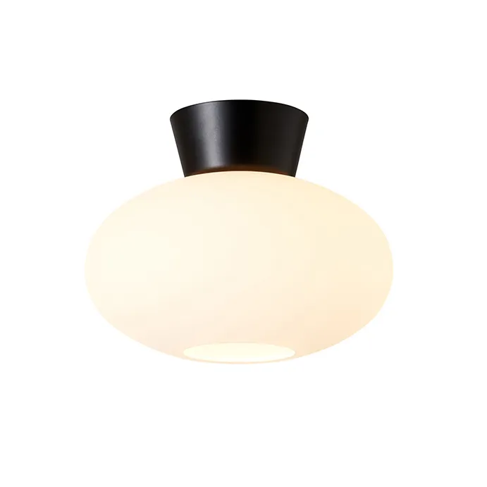 Bullo plafondlamp opaalglas Ø27 cm, Matzwart Belid