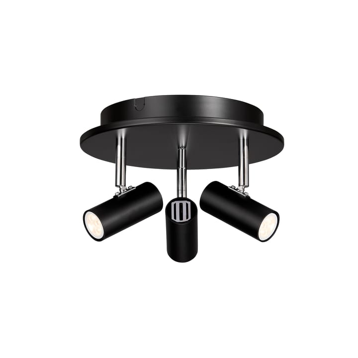 Cato ronde plafondspotlight 3 - Matzwart-zilver - Belid