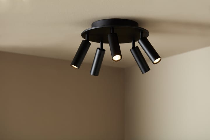 Cato Slim ronde plafondspots 5 st., Matzwart-led Belid