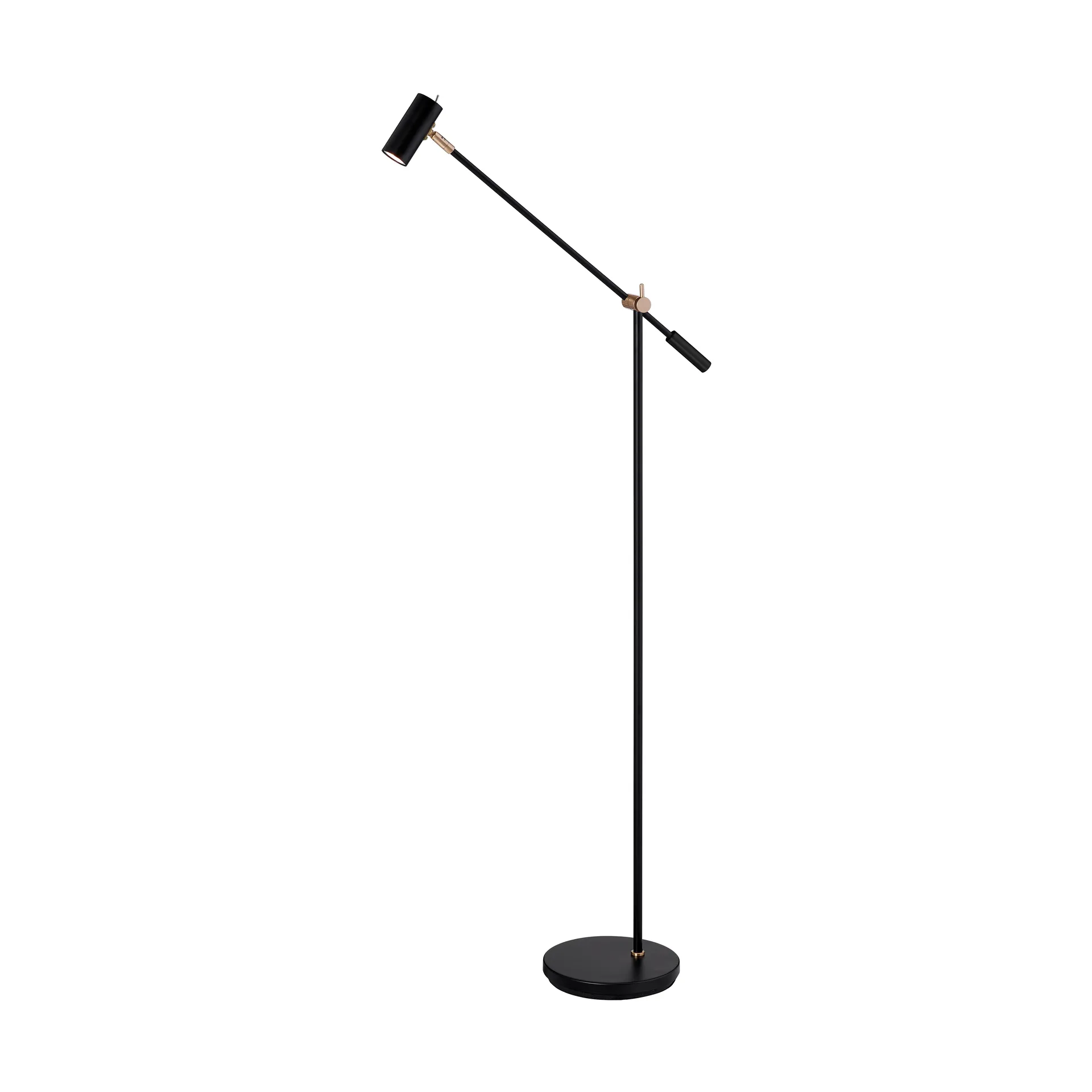 Cato vloerlamp 134 cm, Matzwart-messing Belid