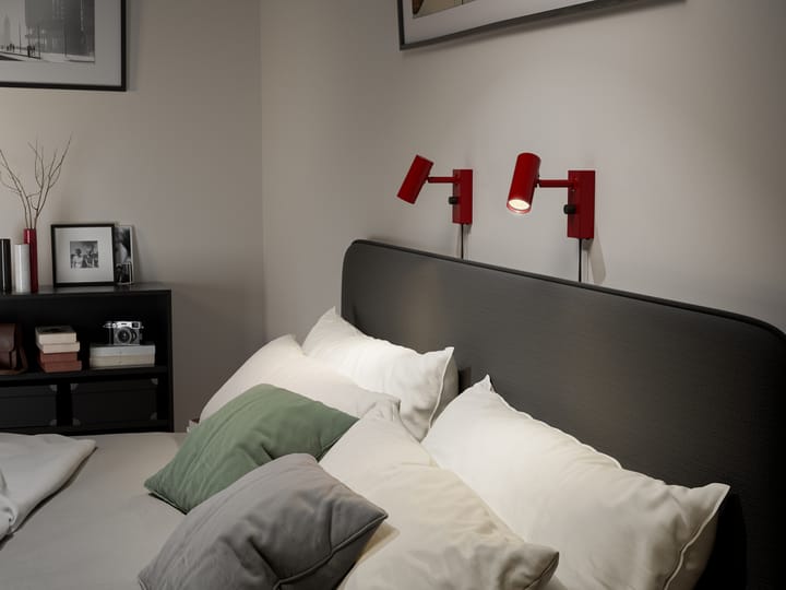Cato wandlamp, Glanzend robijnrood-matzwart Belid