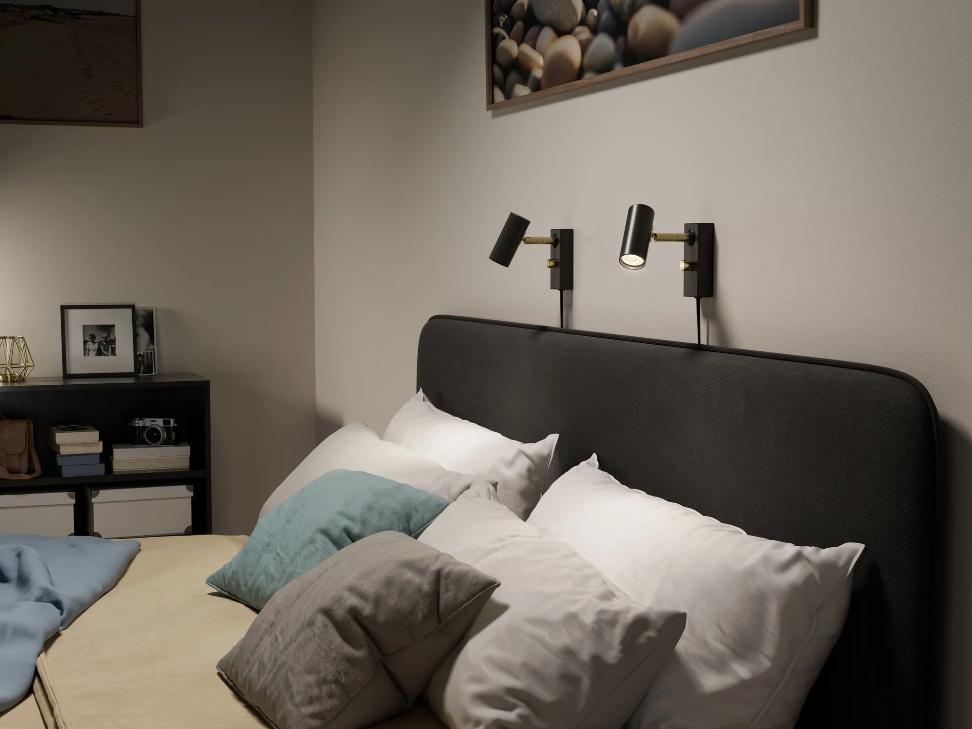 Cato wandlamp, Matzwart-messing Belid