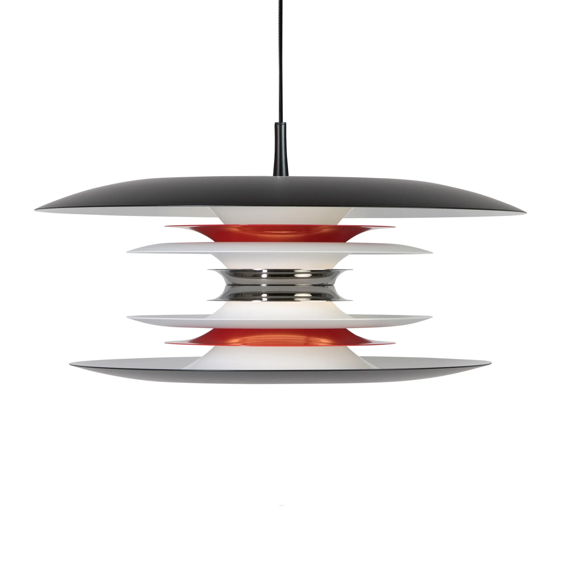 Diablo hanglamp Ø50 cm., Matzwart-glanzend rood Belid