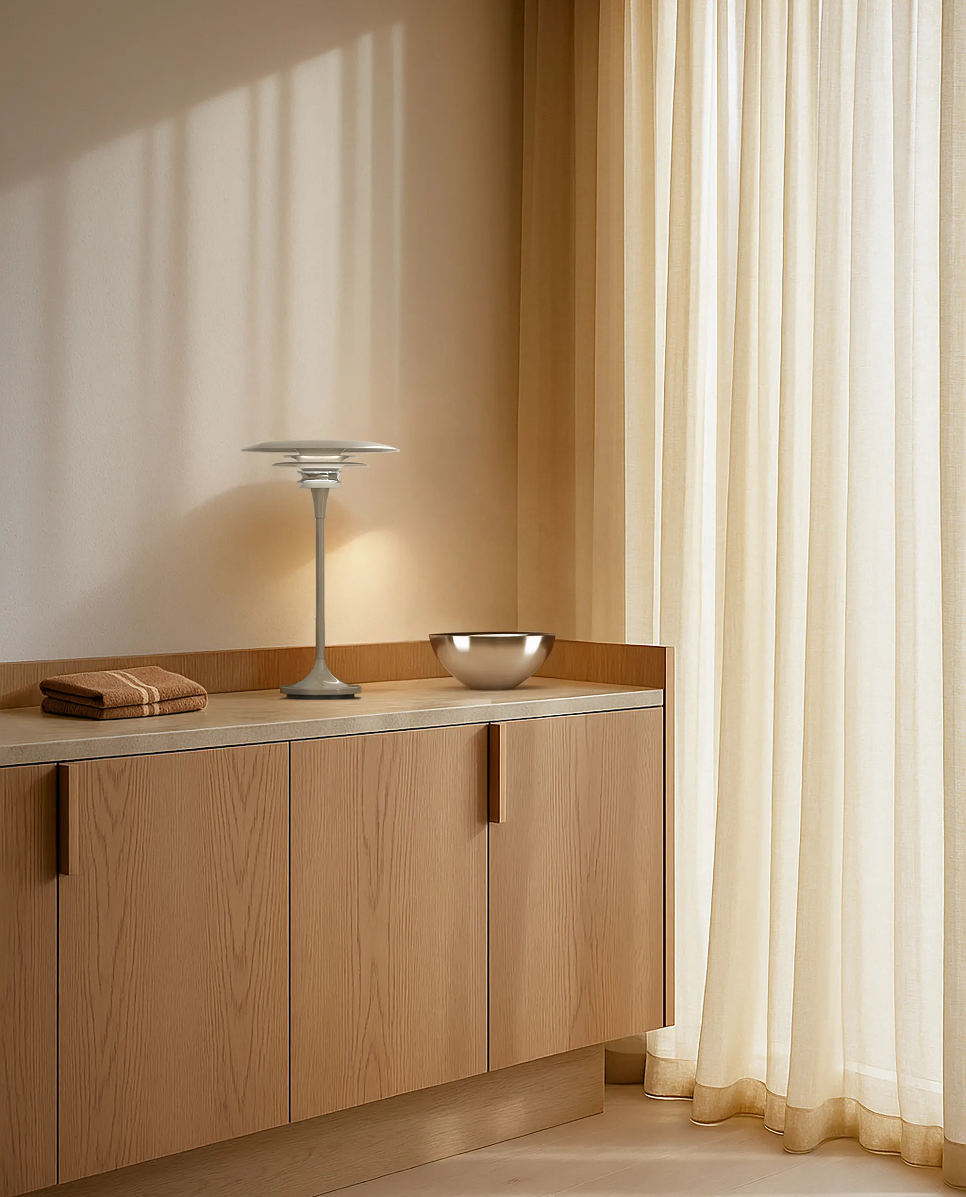 Diablo tafellamp Ø30 cm, Soft greige Belid