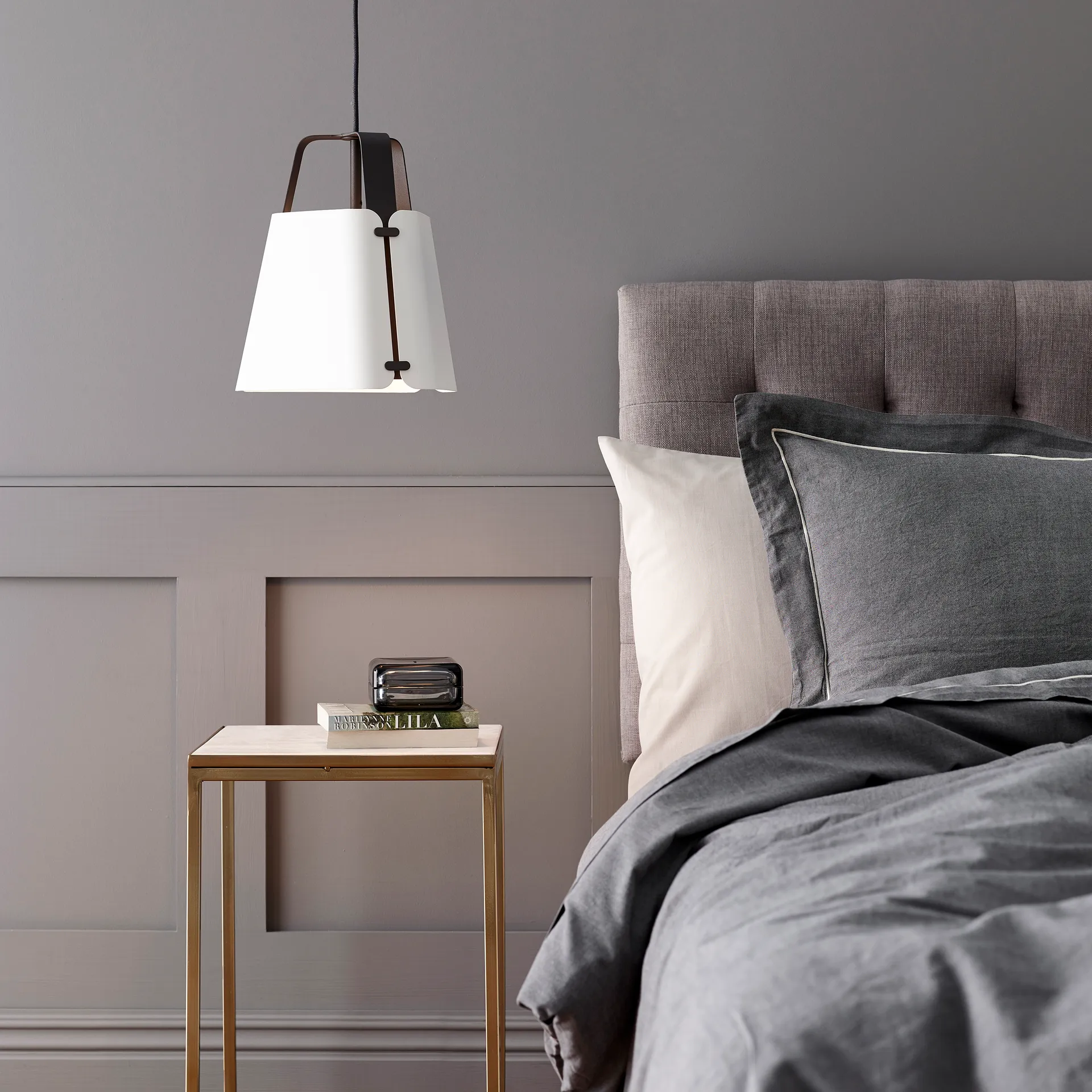 Fold hanglamp Ø34 cm, Antraciet-Witte structuur Belid