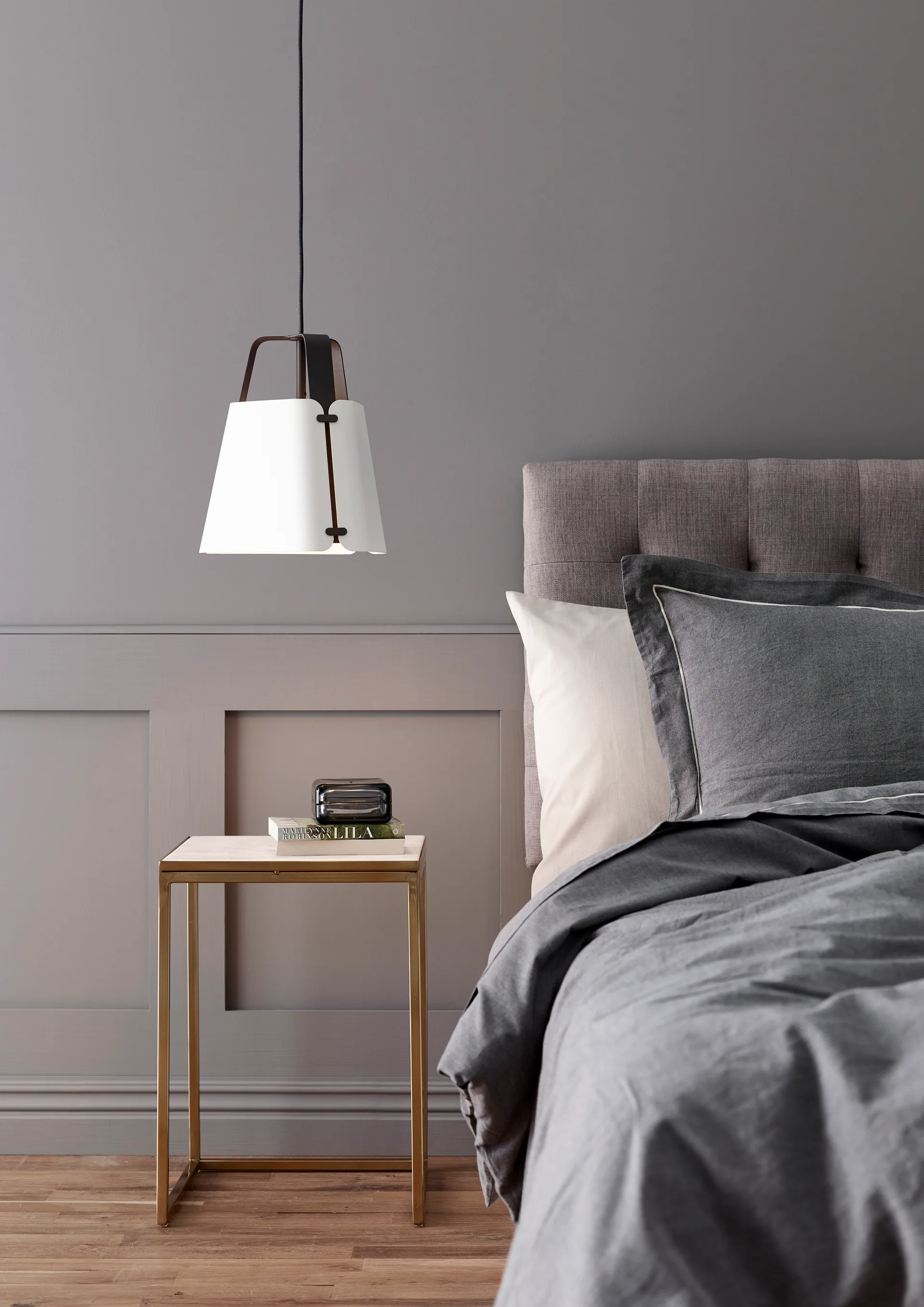 Fold hanglamp Ø34 cm, Antraciet-Witte structuur Belid