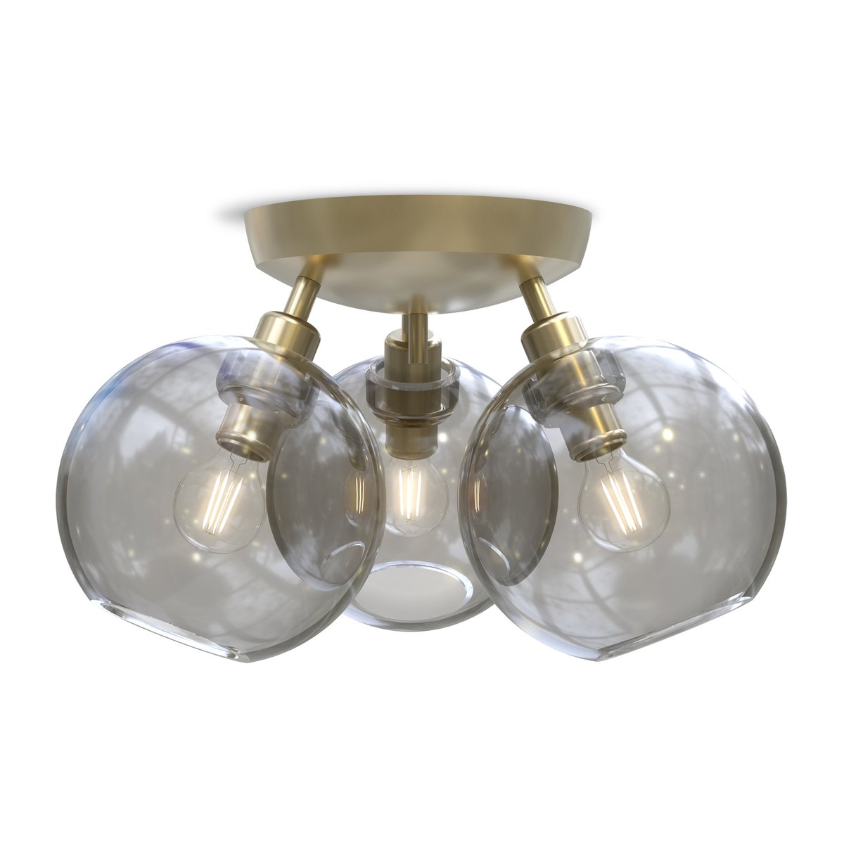 Belid Gloria plafondlamp Ø33 cm Messing-rookkleurig glas