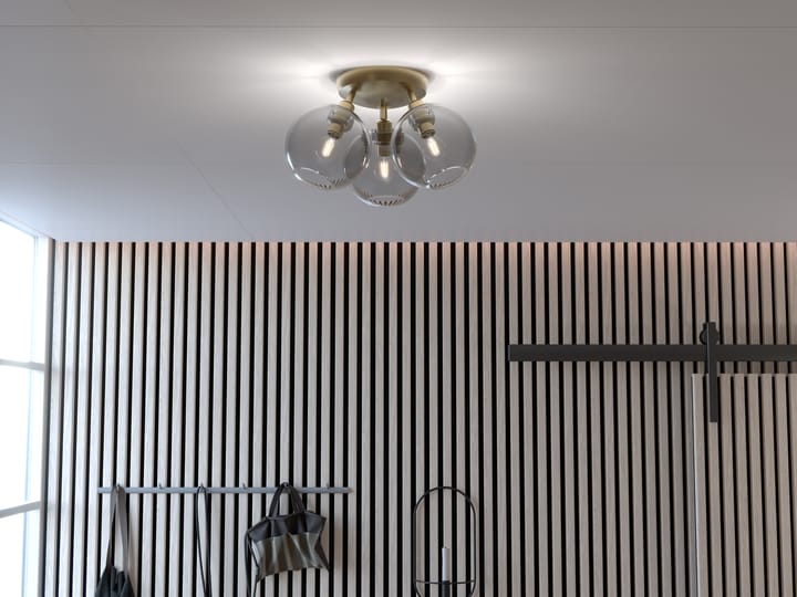 Gloria plafondlamp Ø33 cm, Messing-rookkleurig glas Belid