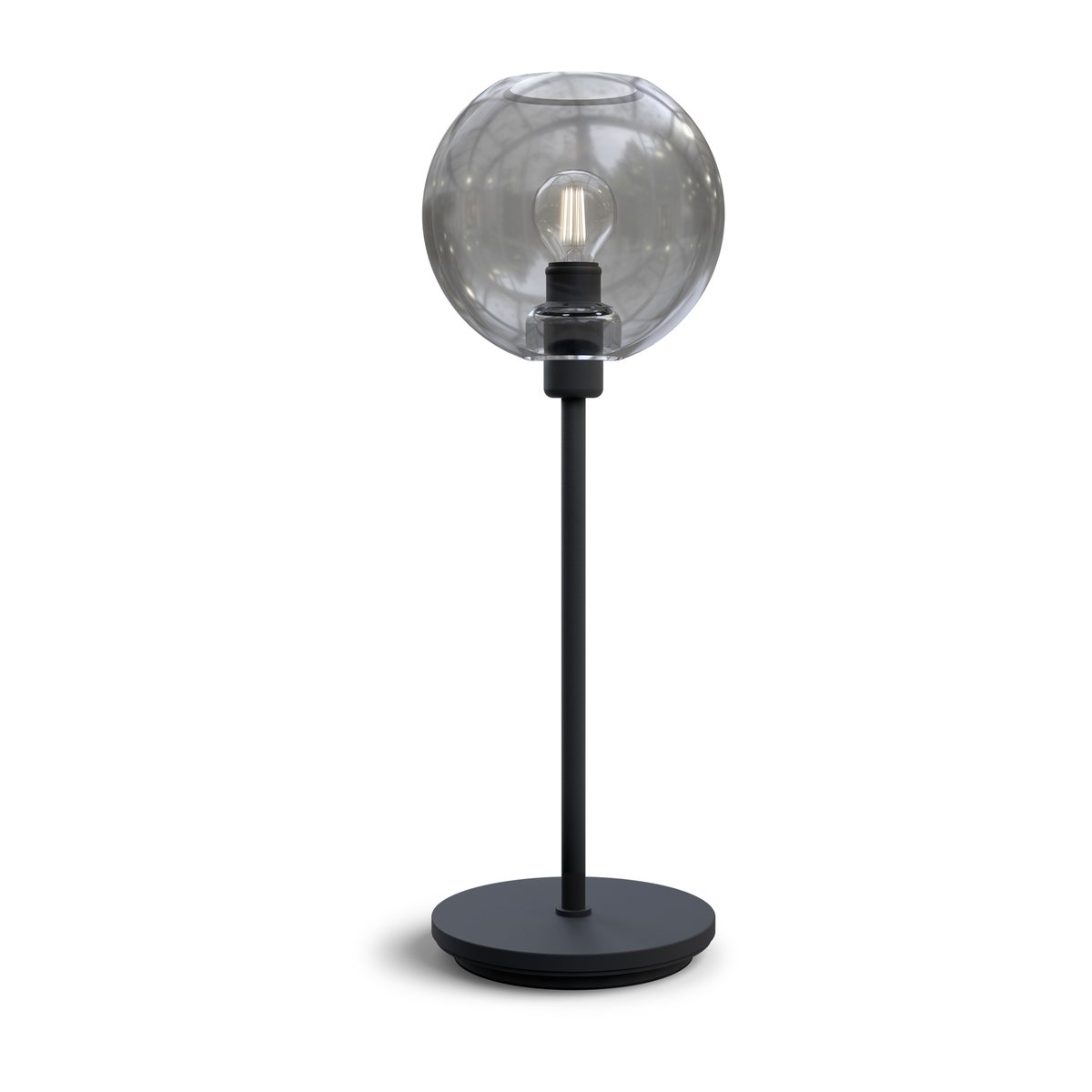 Belid Gloria tafellamp 46 cm Zwarte structuur-rookkleurig glas