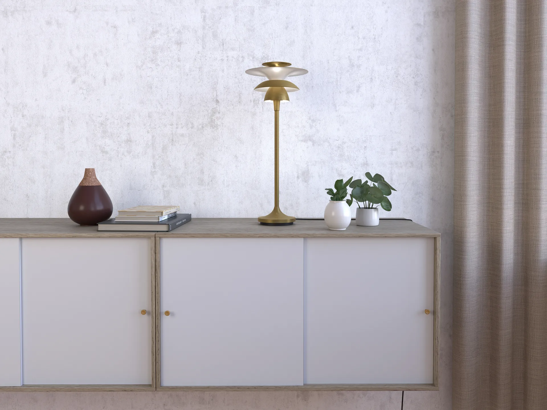 Picasso tafellamp, groot 45,7 cm, Antiekmessing Belid