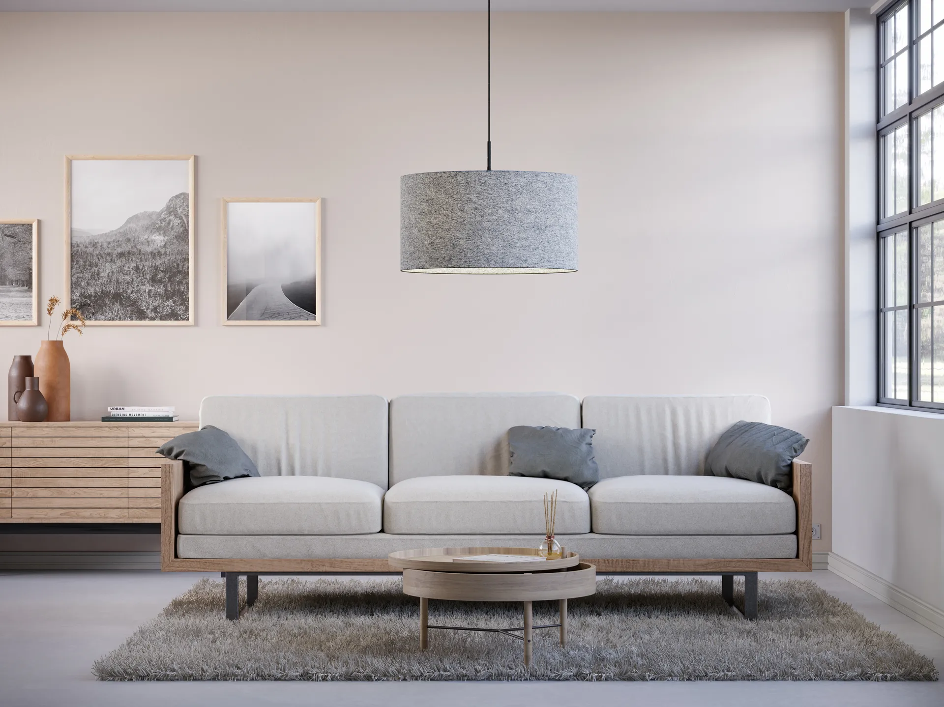 Soft hanglamp Ø57 cm, Grijze wol Belid