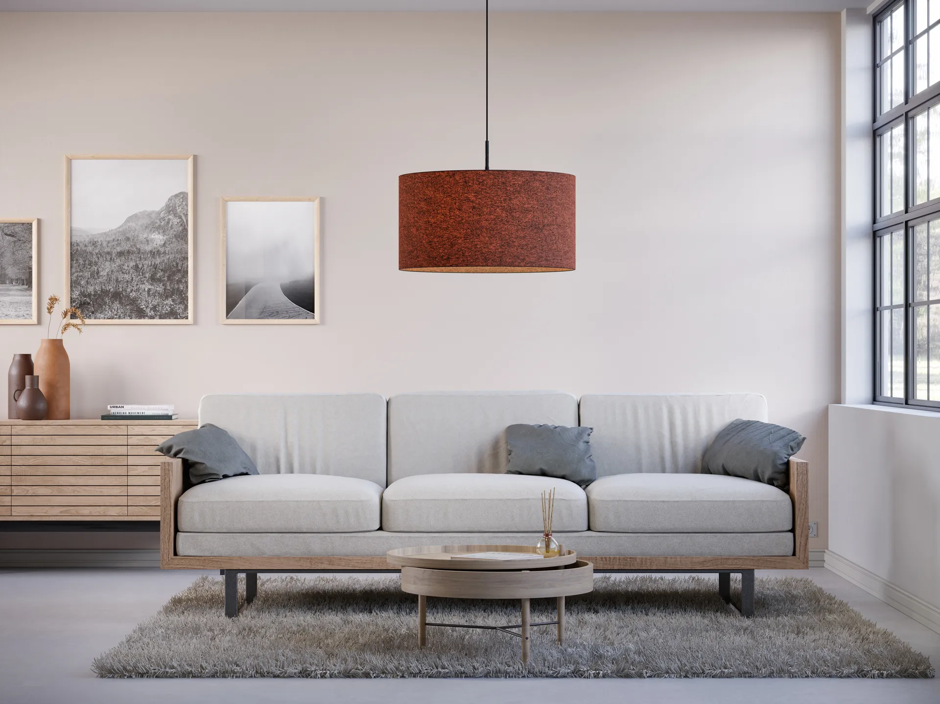 Soft hanglamp Ø57 cm, Roestbruine wol Belid