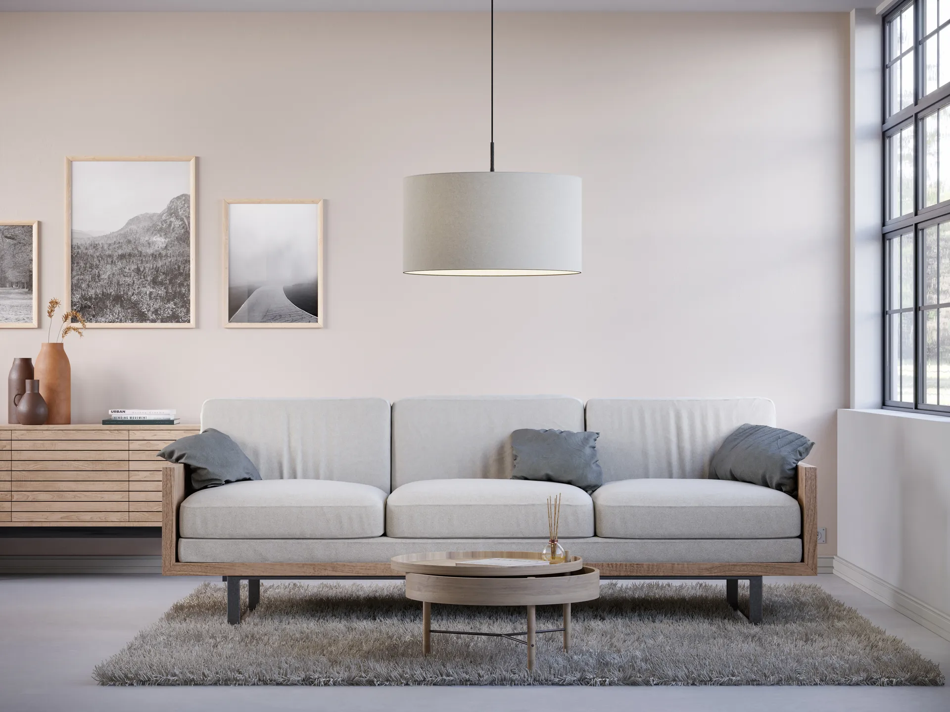 Soft hanglamp Ø57 cm, Witte wol Belid