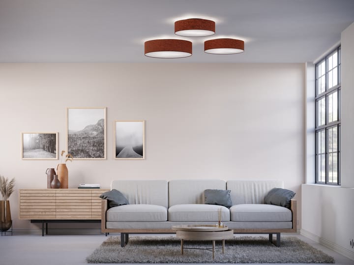 Soft plafonnière Ø60 cm, Roestbruine wol Belid