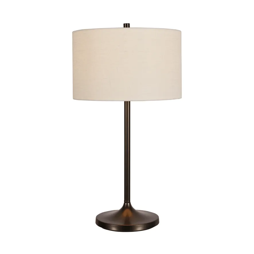 Soft tafellamp, Linnen wit-metallic brons, Ø34x64 cm Belid