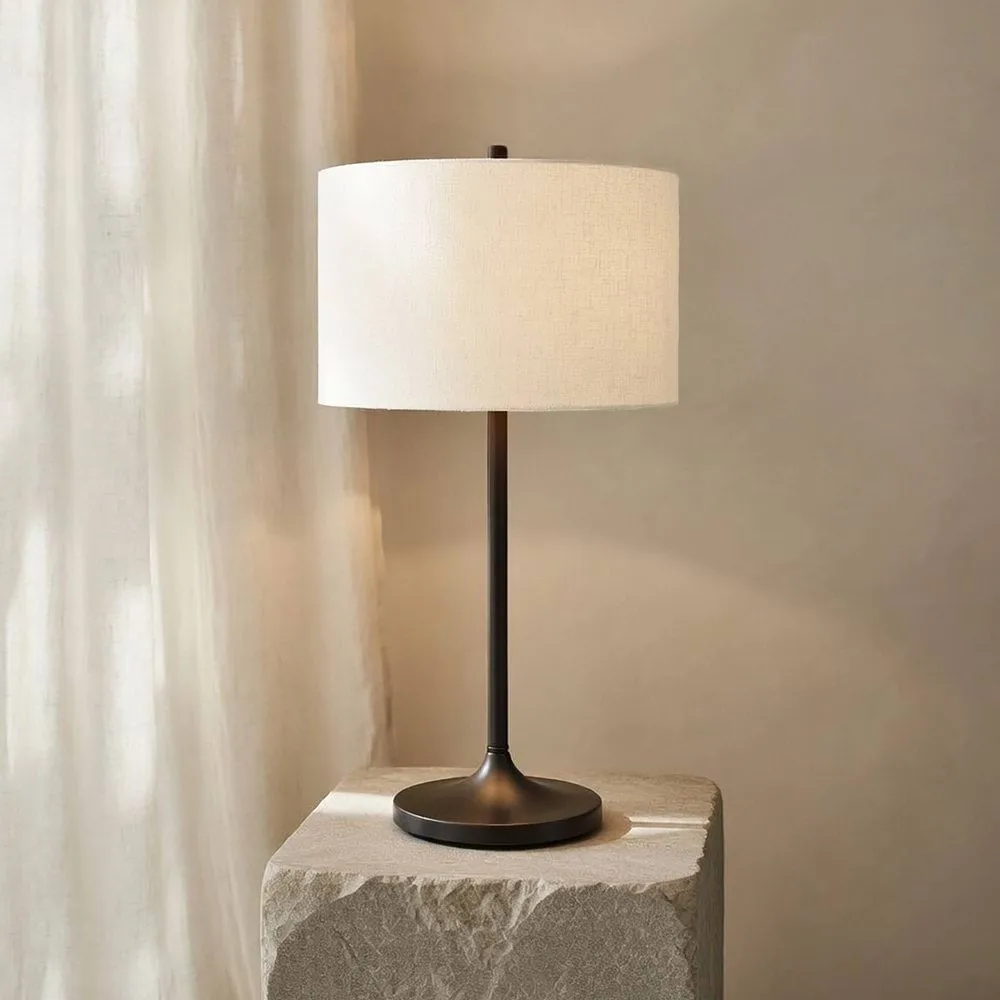 Soft tafellamp, Linnen wit-metallic brons, Ø34x64 cm Belid