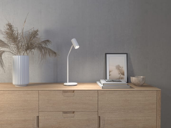 Tyson tafellamp Ø5,5 cm, Witte structuur Belid