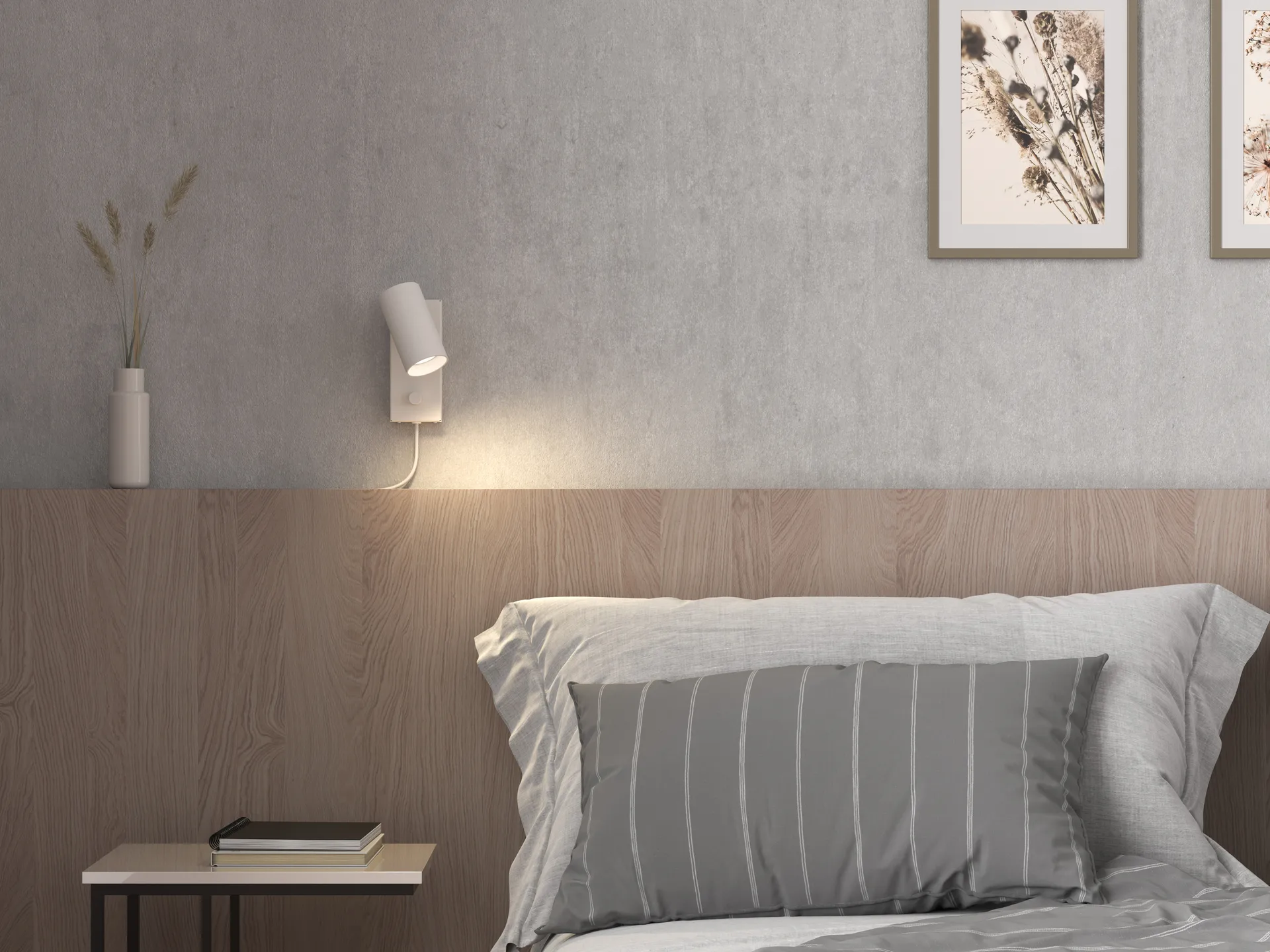 Tyson wandlamp Ø5,5 cm, Witte structuur Belid