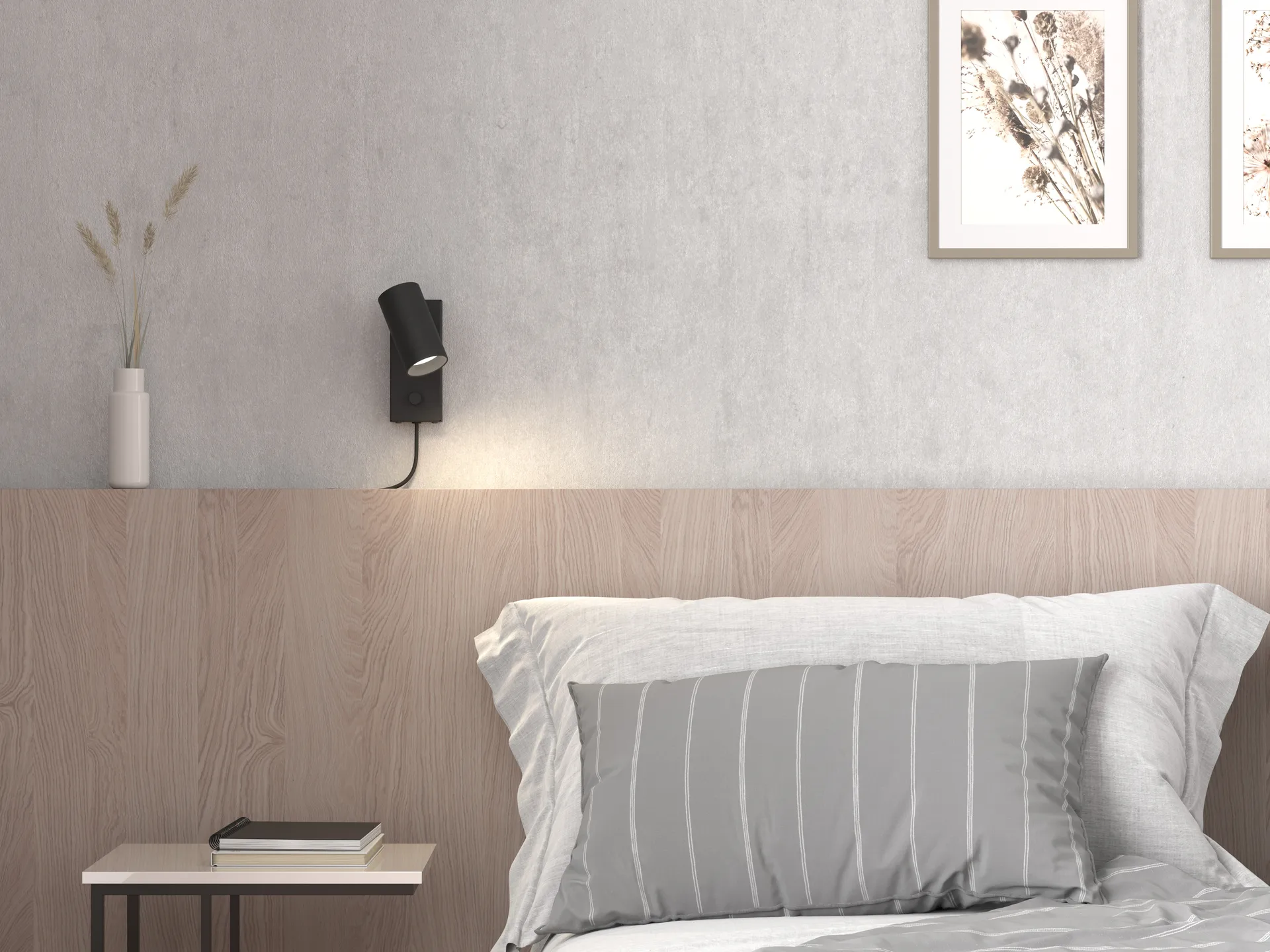 Tyson wandlamp Ø5,5 cm, Zwarte structuur Belid