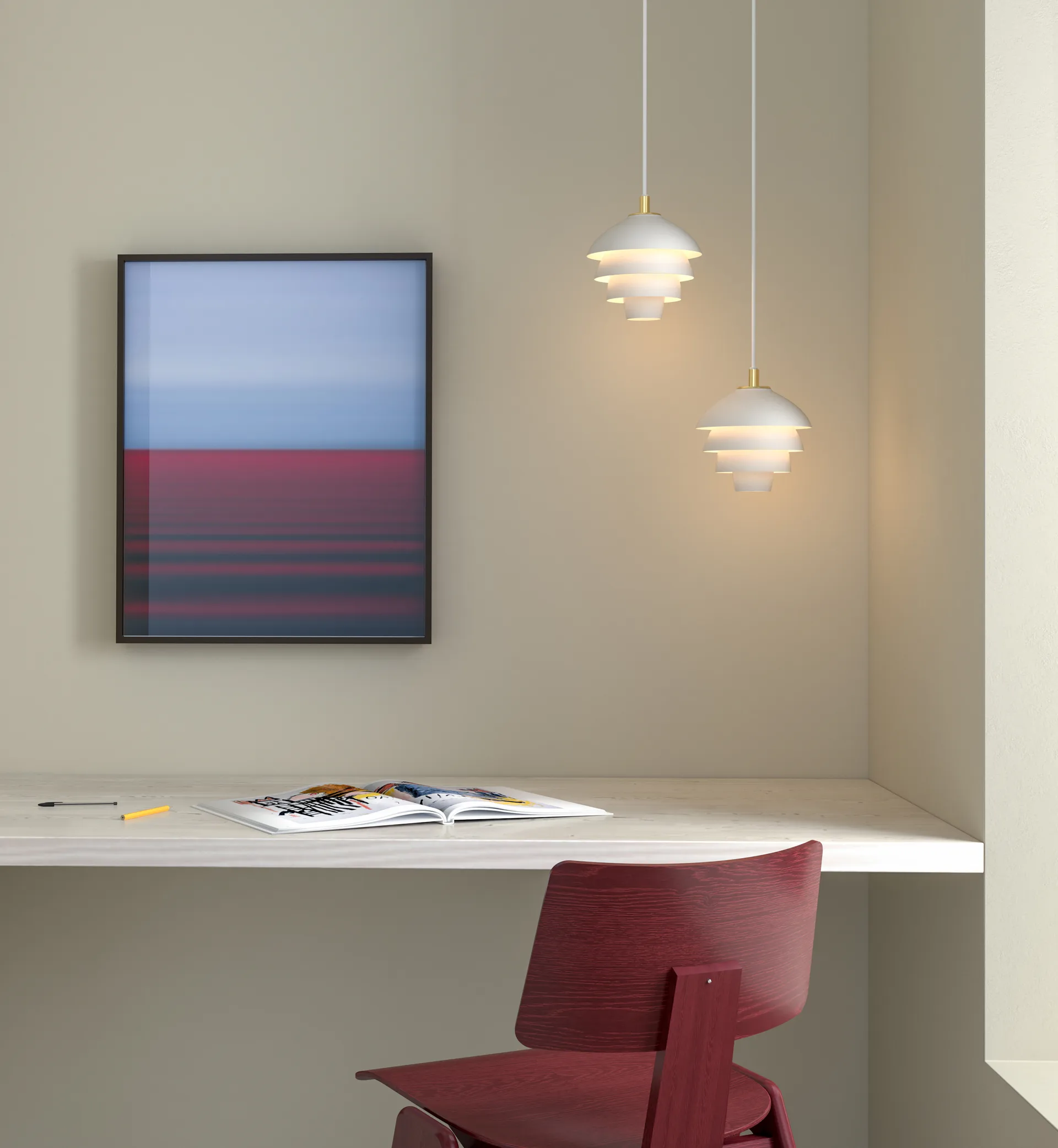 Valencia hanglamp Ø18, Mattwit-messing Belid