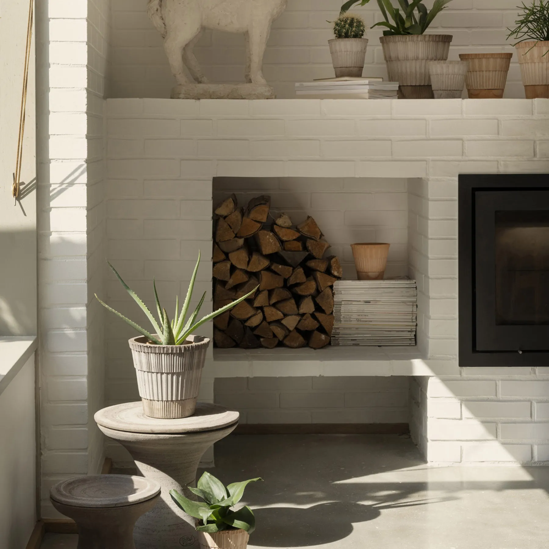 Atlas raw bloempot met schotel, Grey, Ø21 cm Bergs Potter