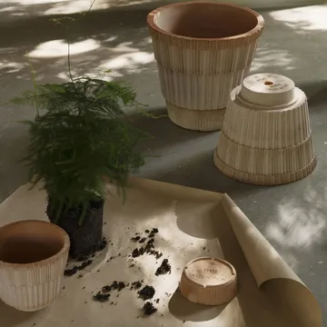 Atlas raw bloempot met schotel - Rosa, Ø16 cm - Bergs Potter