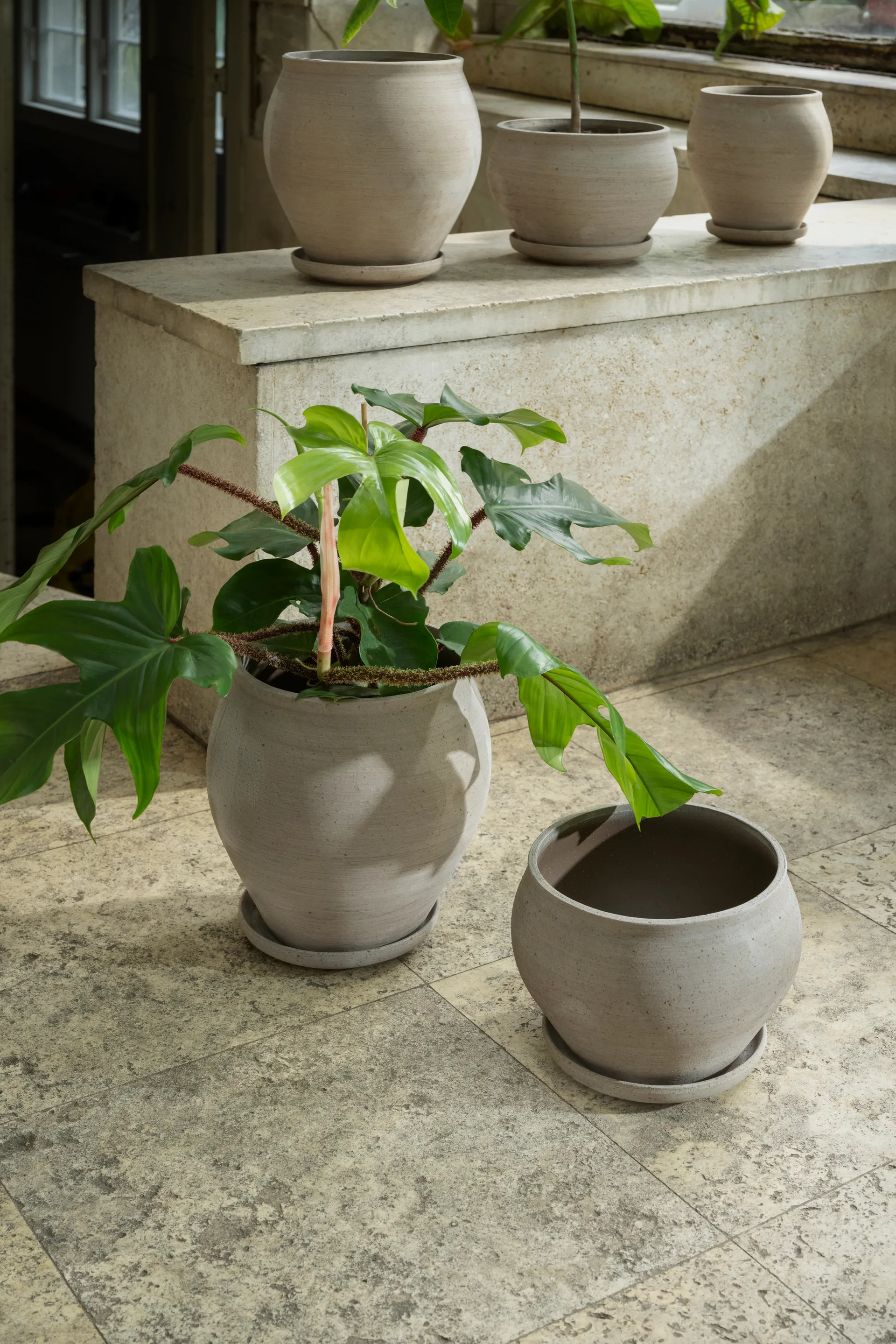 Delphi pot met schotel 2-delig, Grijs, Ø24 cm, laag Bergs Potter