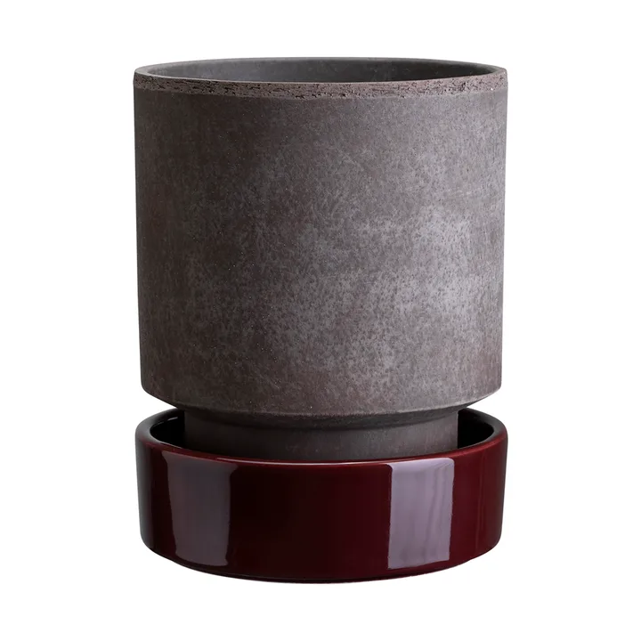 Hoff bloempot - Ø14 cm, Raw Grey-Deep Burgundy (grijs-rood) - Bergs Potter