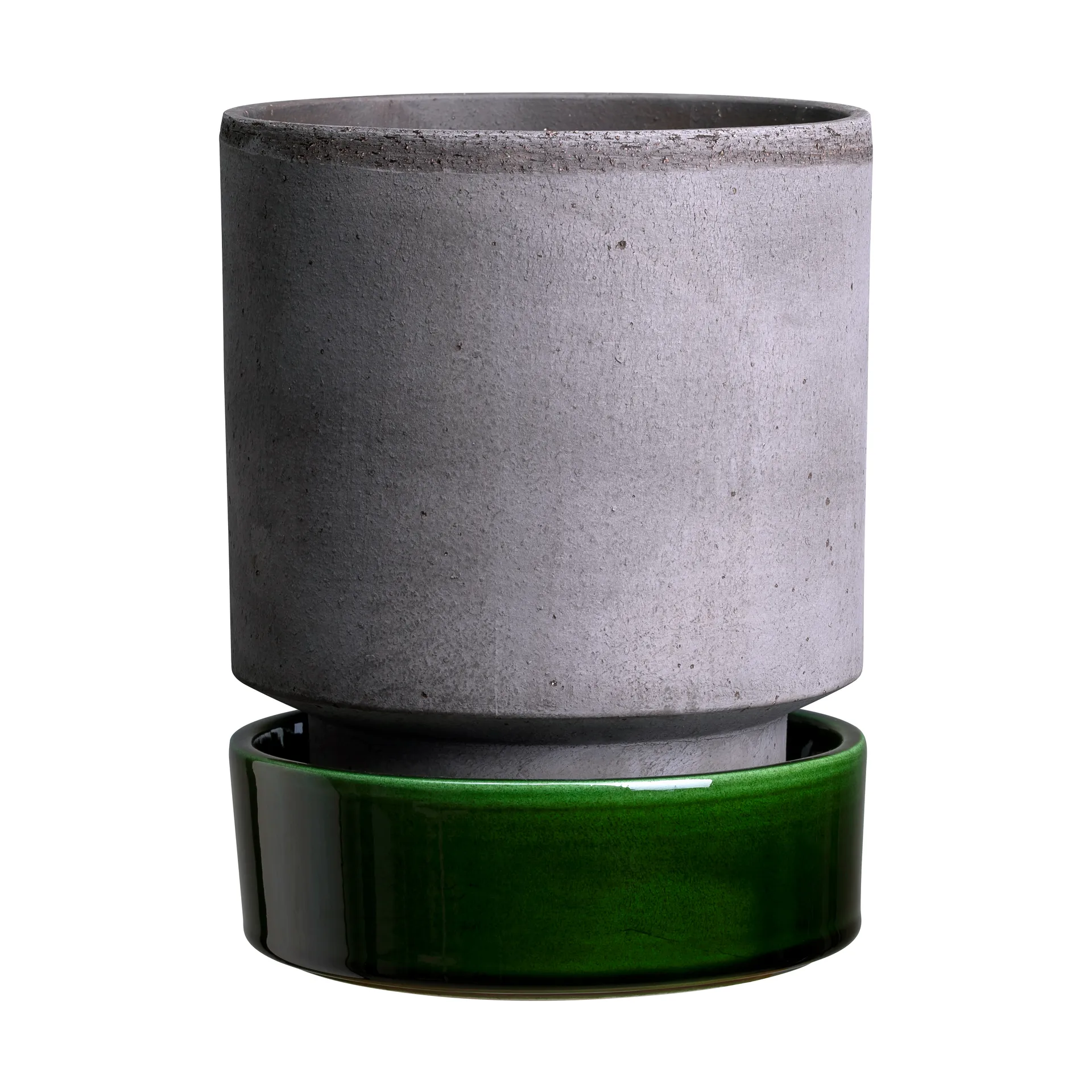 Hoff pot, Ø16 cm, Raw Grey-Emerald Green Bergs Potter
