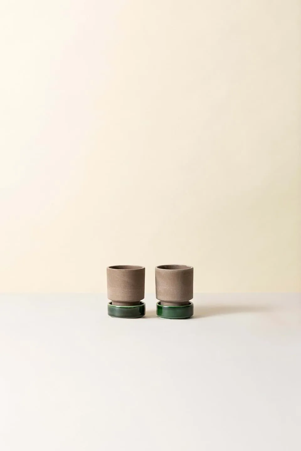Hoff pot 2-pack, Ø8 cm, Raw Grey-Emerald Green Bergs Potter