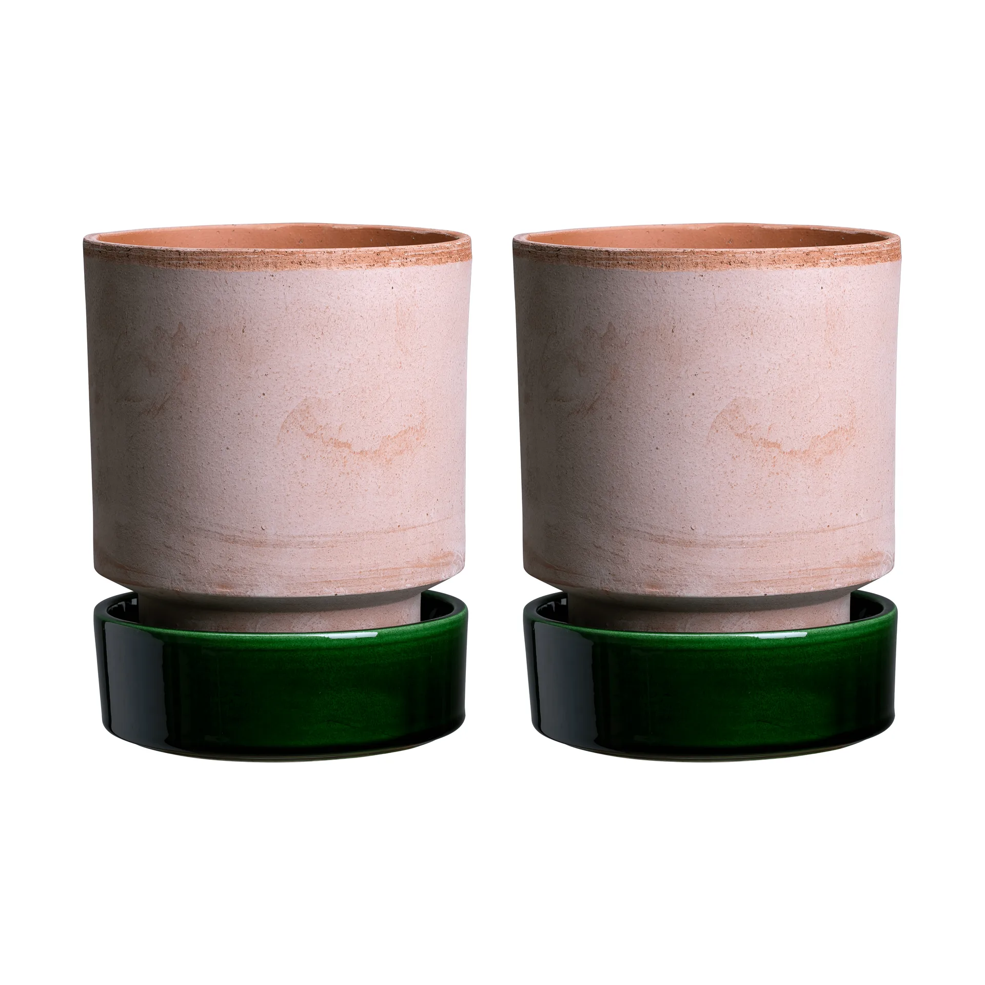 Hoff pot 2-pack, Ø8 cm, Raw Roze-Emerald Green Bergs Potter