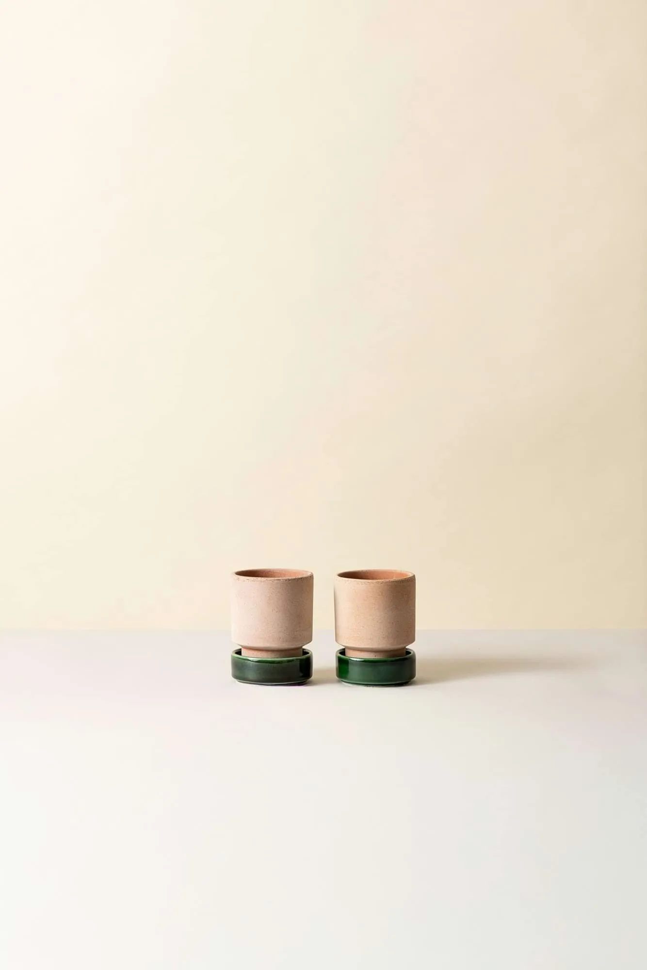 Hoff pot 2-pack, Ø8 cm, Raw Roze-Emerald Green Bergs Potter