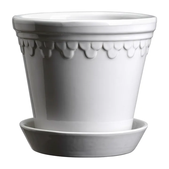 Københavner bloempot geglazuurd - Mineral White (wit), Ø14 cm - Bergs Potter
