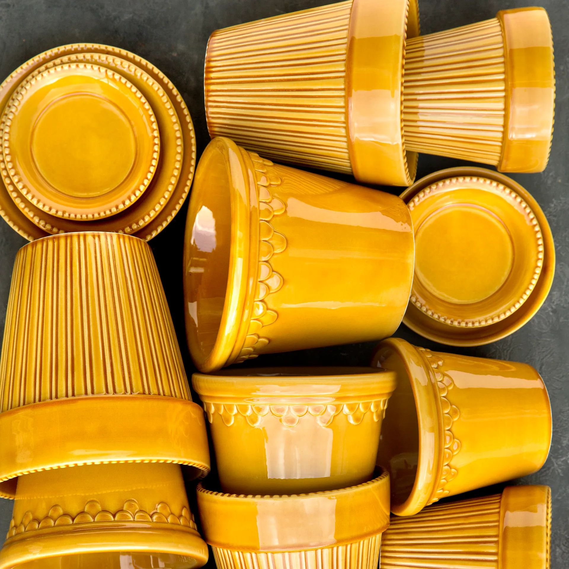 Københavner pot geglazuurd Ø16 cm, Geel Bergs Potter