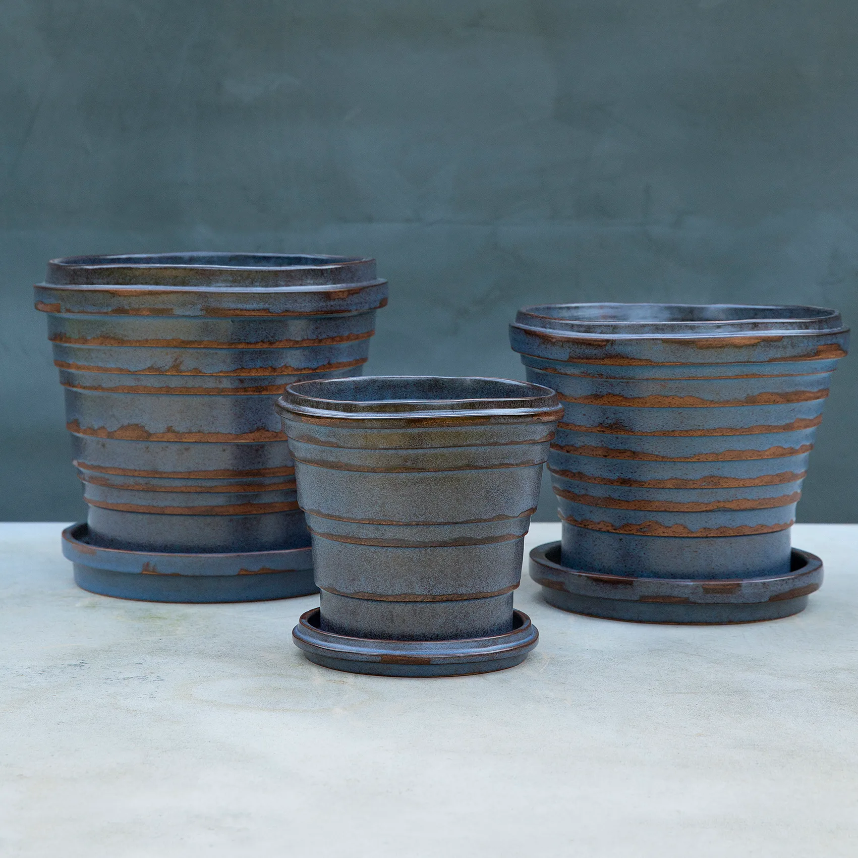 Planet Vintage Metallic pot Ø25 cm, Blue brown Bergs Potter