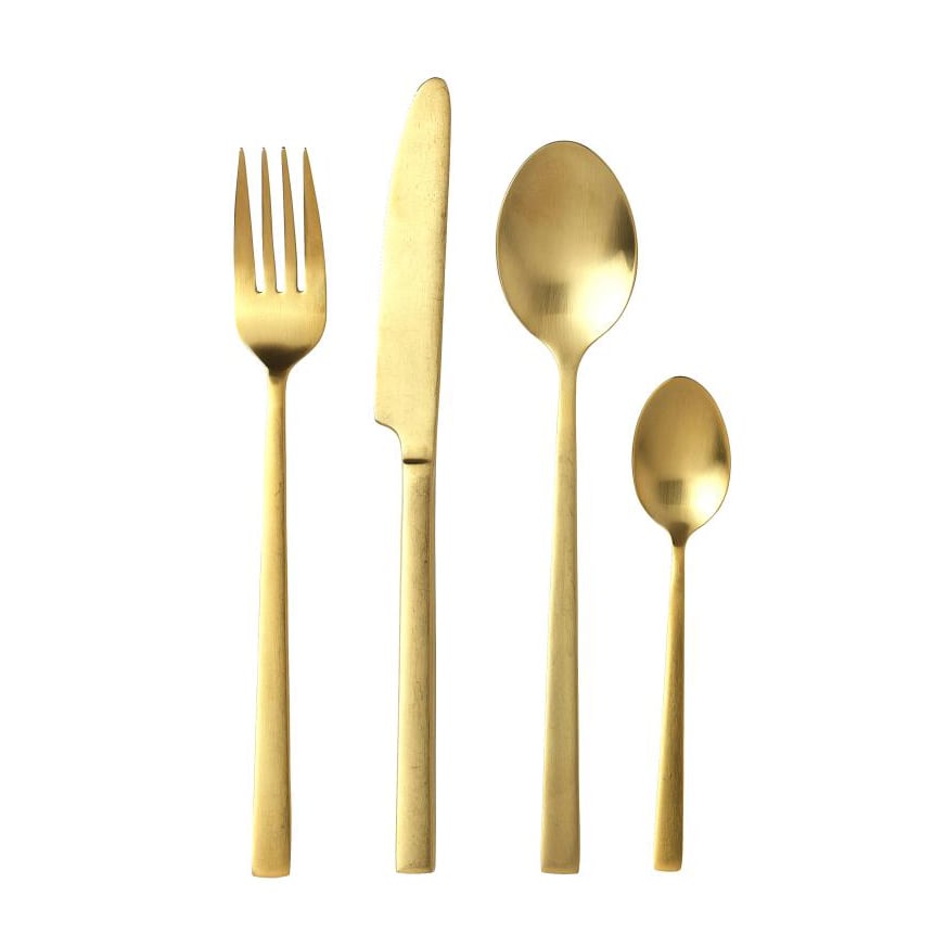 Bitz bestekset 16-delig Goud | Scandinavisch Interieur | Besteksets | Goudkleurig