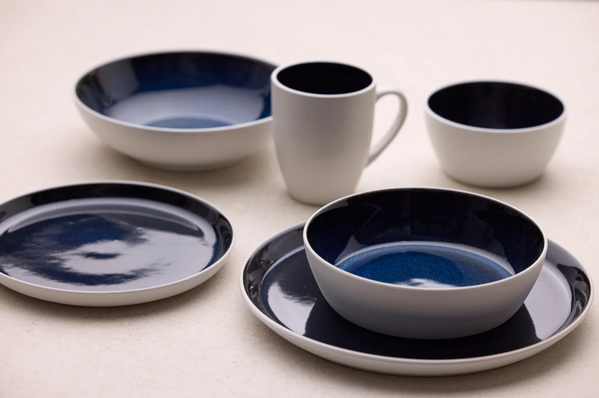 Bitz bord gastro Ø 21 cm, Wit-donkerblauw Bitz