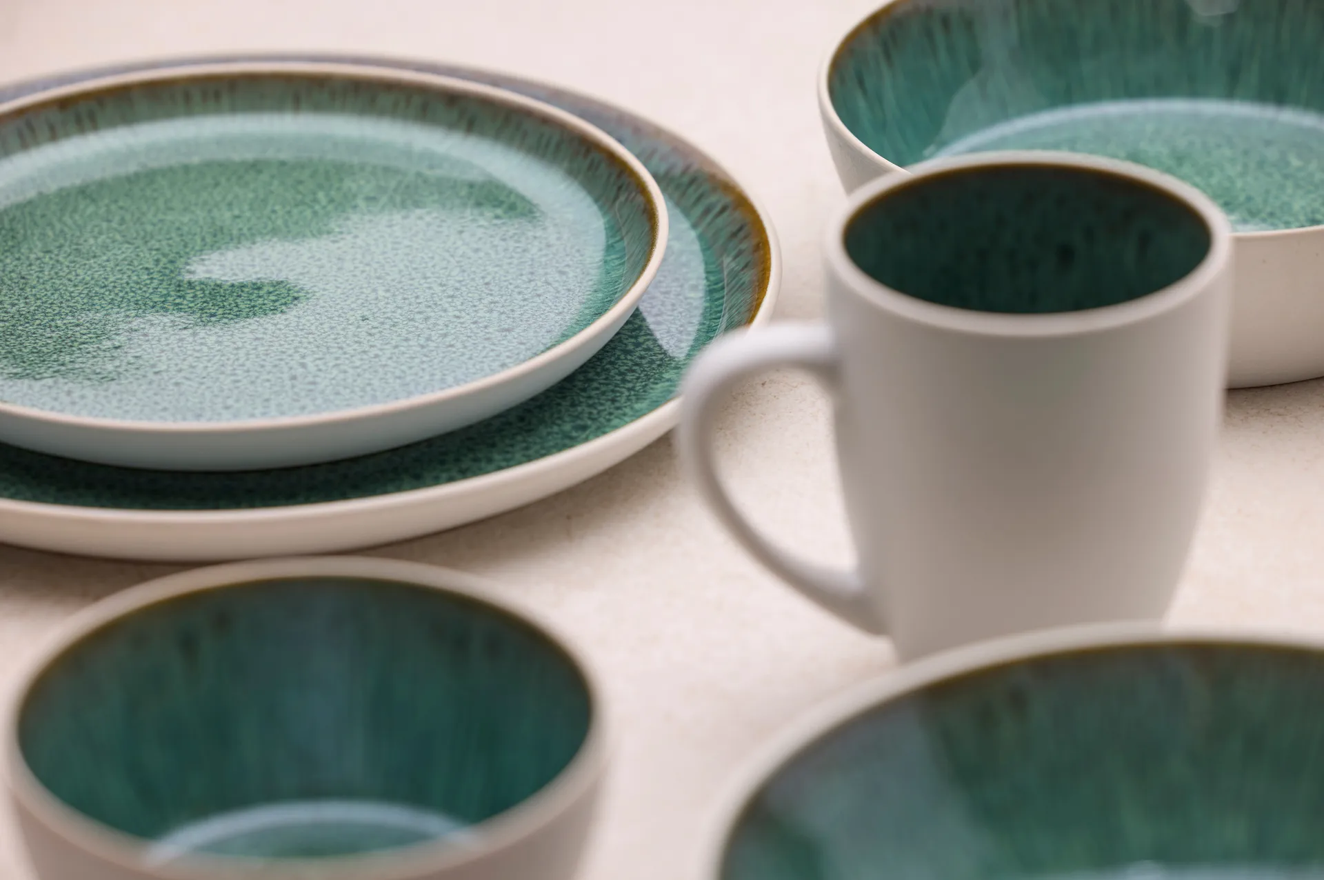 Bitz bord gastro Ø 21 cm, Wit-groen Bitz