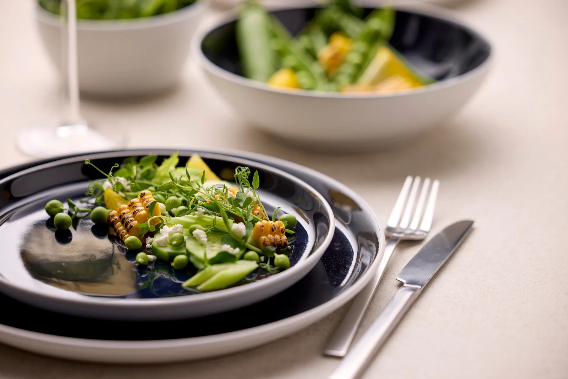 Bitz bord gastro Ø27 cm, Wit-donkerblauw Bitz