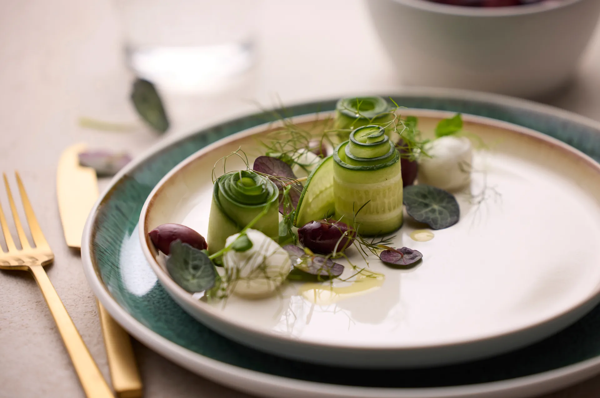 Bitz bord gastro Ø27 cm, Wit-groen Bitz