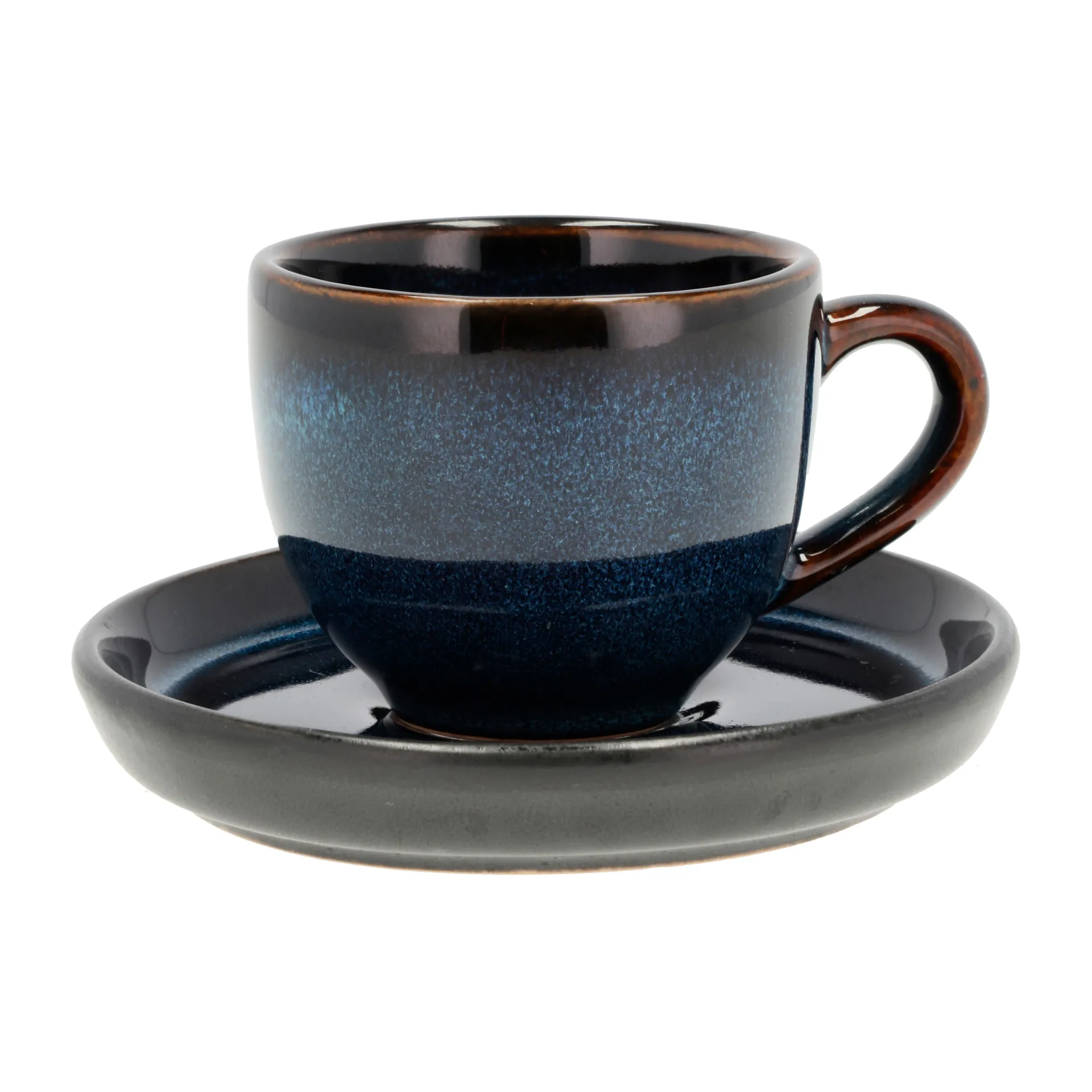 Bitz espressokop met schotel 7 cl, Donkerblauw-zwart Bitz