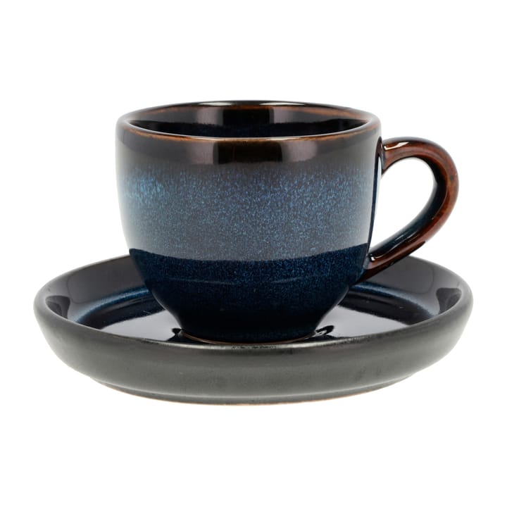 Bitz espressokop met schotel 7 cl - Donkerblauw-zwart - Bitz