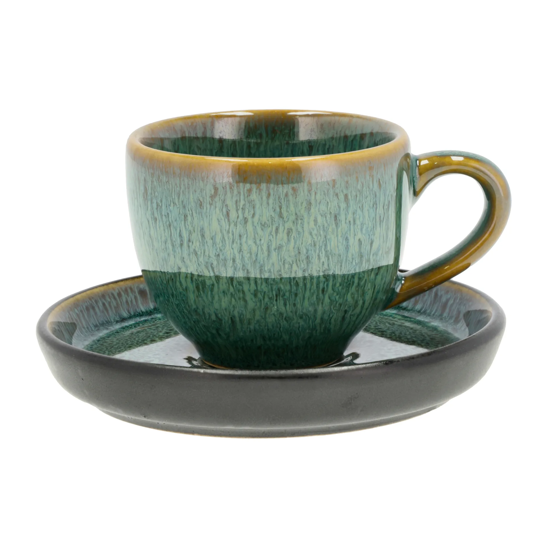 Bitz espressokop met schotel 7 cl, Groen-zwart Bitz
