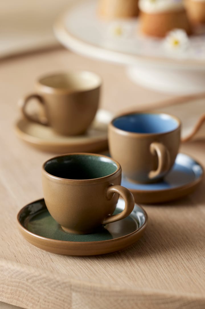 Bitz espressokop met schotel 7 cl mat, Wood-forest Bitz