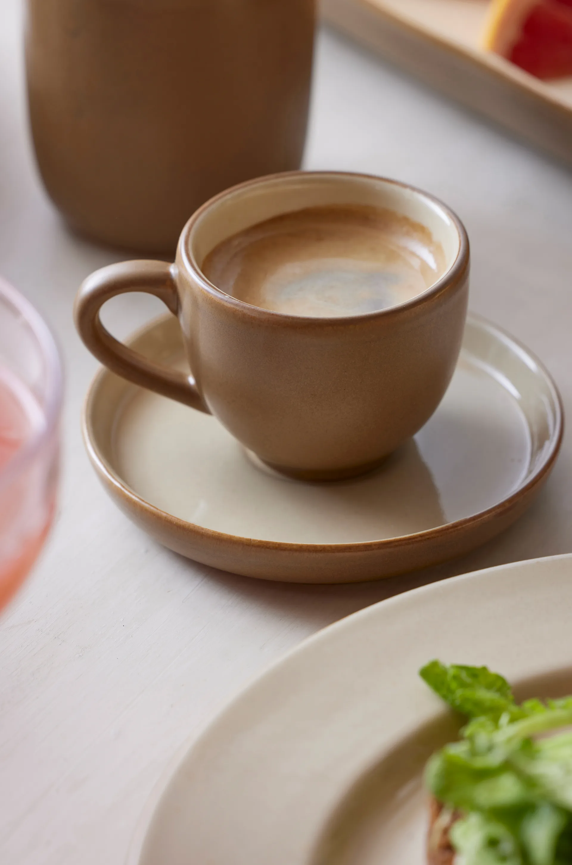 Bitz espressokop met schotel 7 cl mat, Wood-sand Bitz