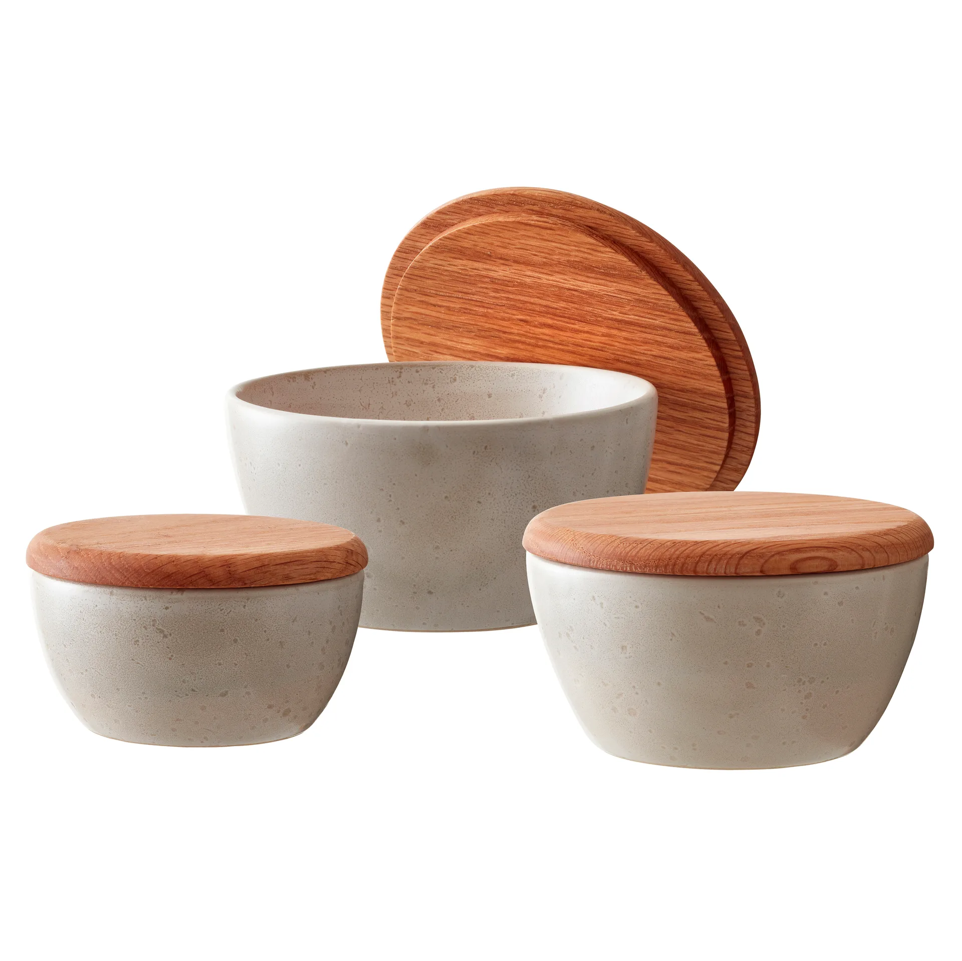 Bitz kommenset 3-pack met deksel mat, Mat roomwit Bitz