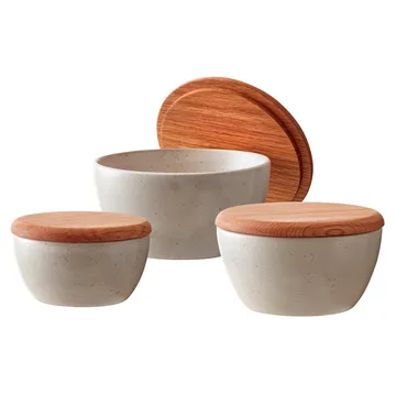 Bitz kommenset 3-pack met deksel mat - Mat roomwit - Bitz