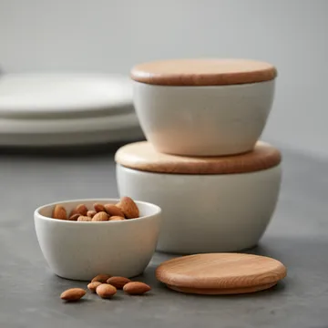 Bitz kommenset 3-pack met deksel mat - Mat roomwit - Bitz