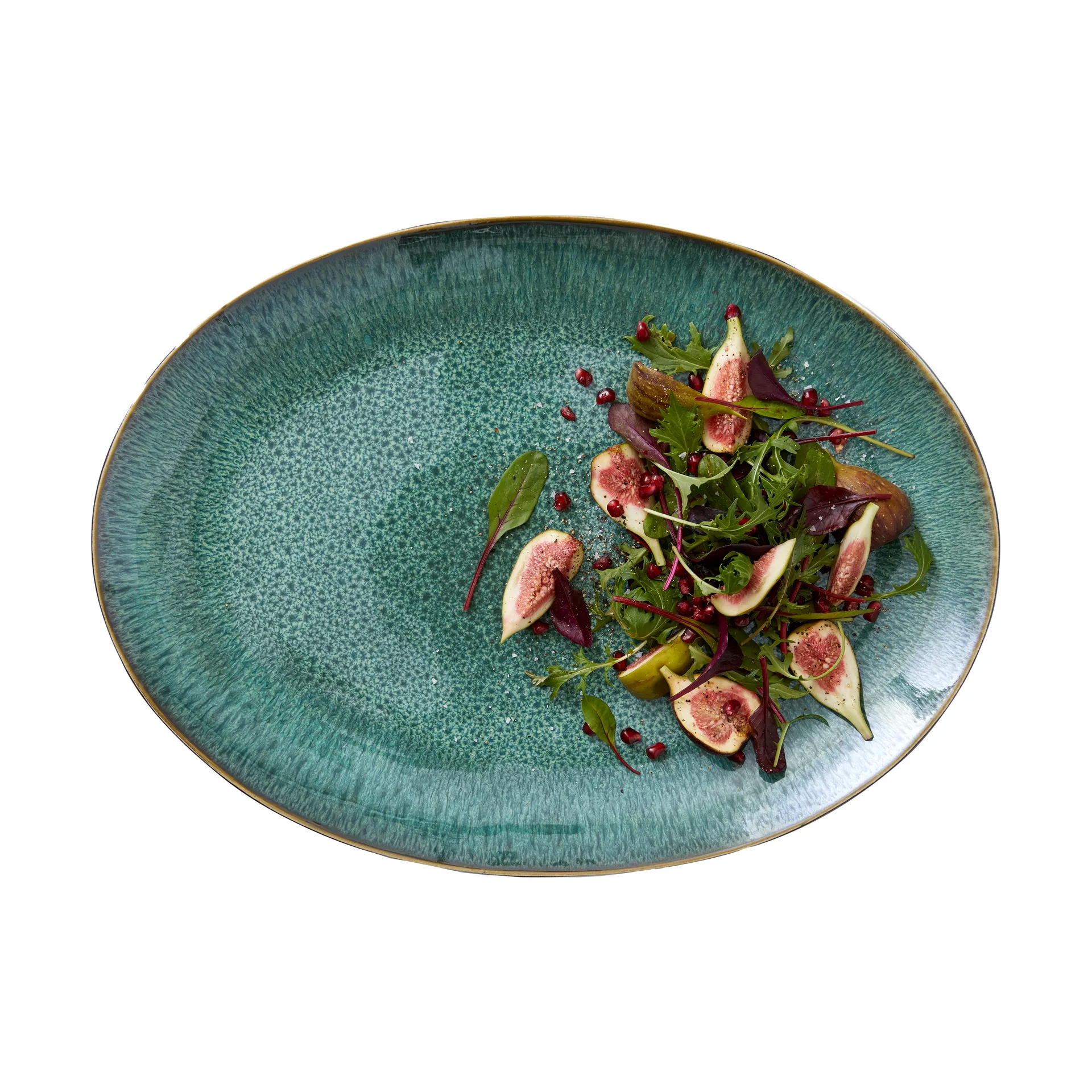 Bitz ovaal bord 45x34 cm, Zwart-groen Bitz