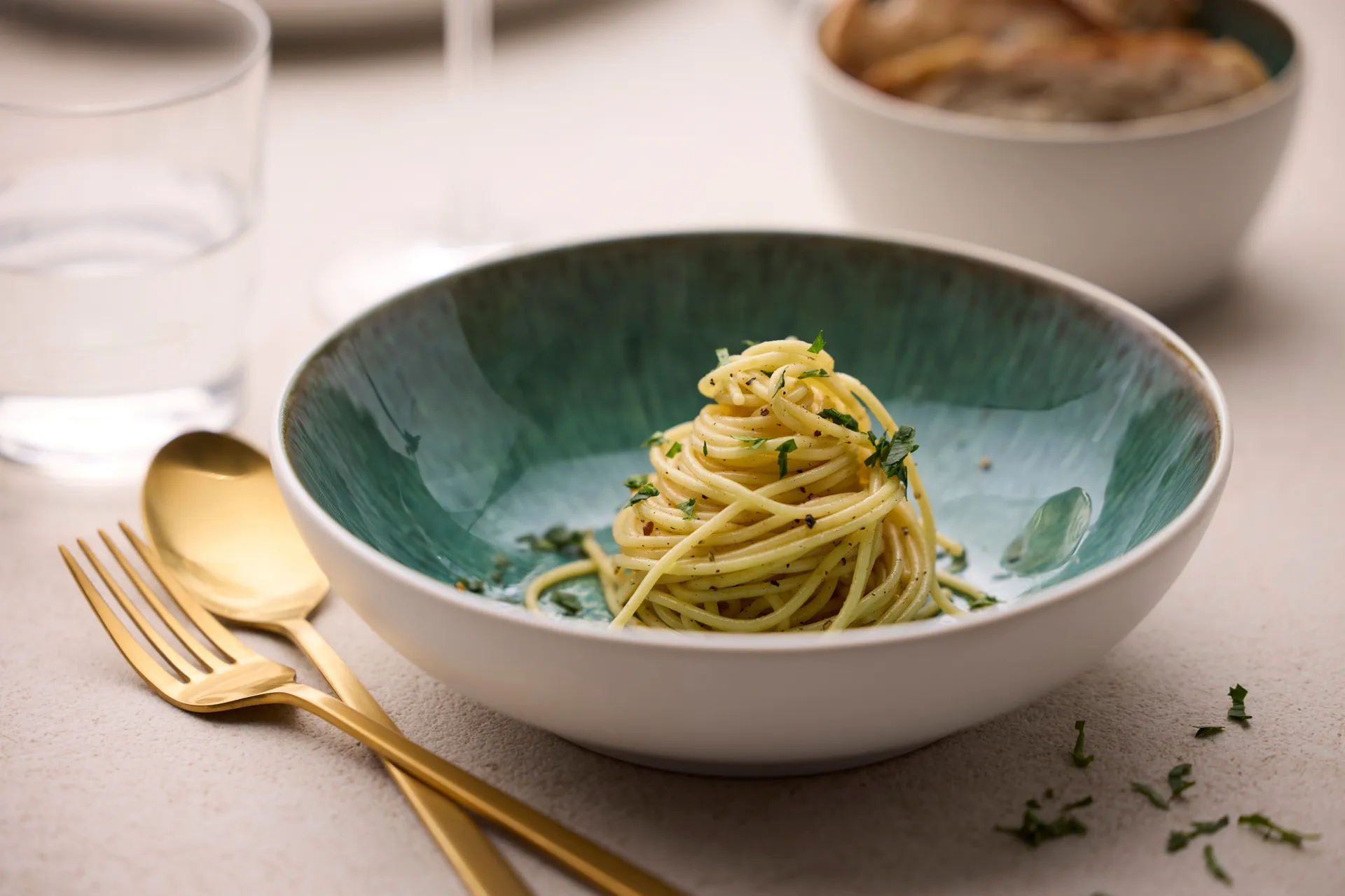 Bitz pastaschaal gastro Ø20 cm, Wit-groen Bitz